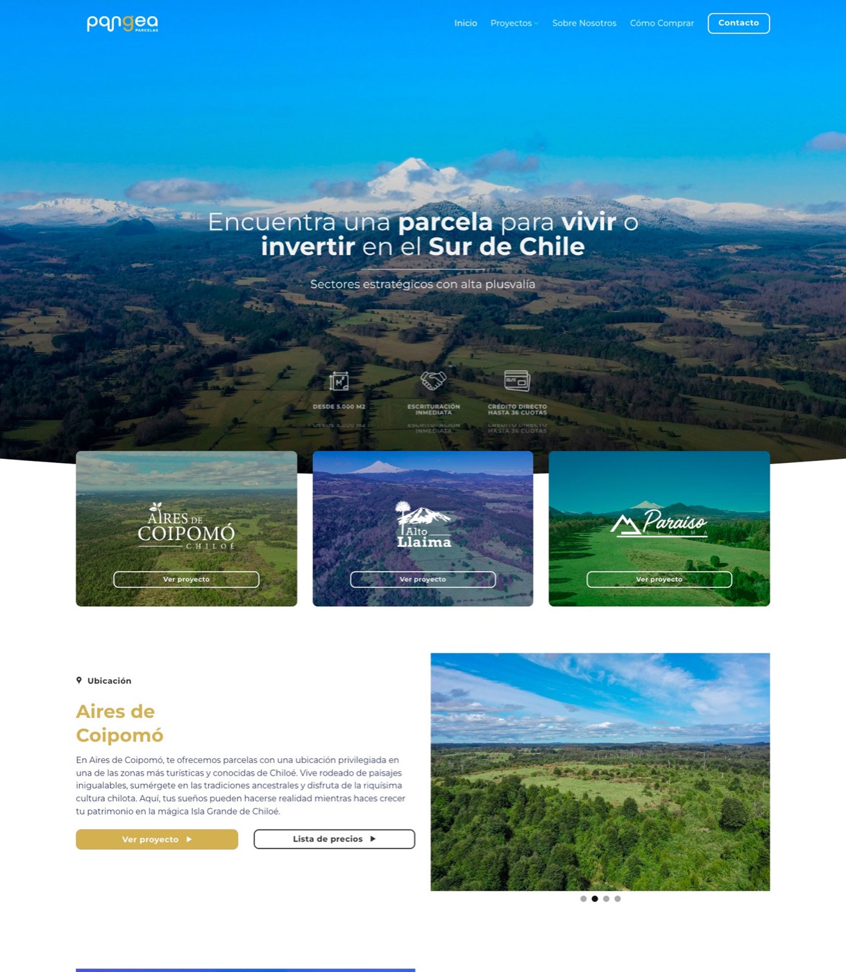 Sitio web desarrollado para Pangea